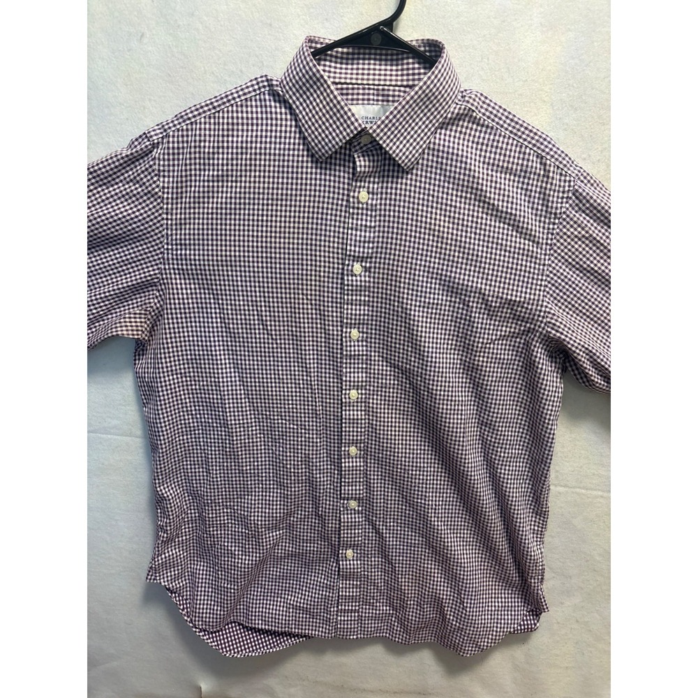 Charles Tyrwhitt Mens‎ Gingham Checkered Short Sleeve Shirt Size14.5